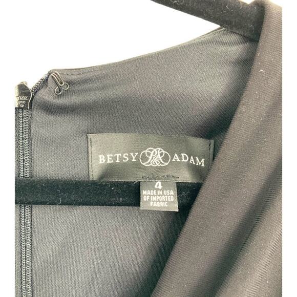 Betsy & Adam Ruched Ruffle Column Gown Black Size 4 NWOT $199 MSRP - Picture 4 of 7